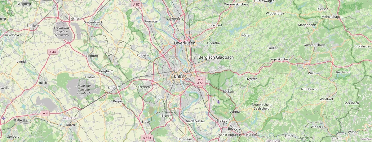 Kartenausschnitt Köln (OpenStreetMap)
